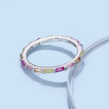 [Regalia Jewelry]Exquisite Multicolored Emerald Cut Daily Ring