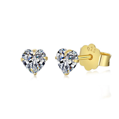 [Regalia Jewelry]Sparkling Heart Shaped Simple Earrings