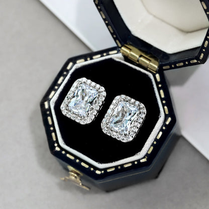 [Regalia Jewelry]1.0 Carat Luxurious Dainty Emerald Cut Daily Earrings