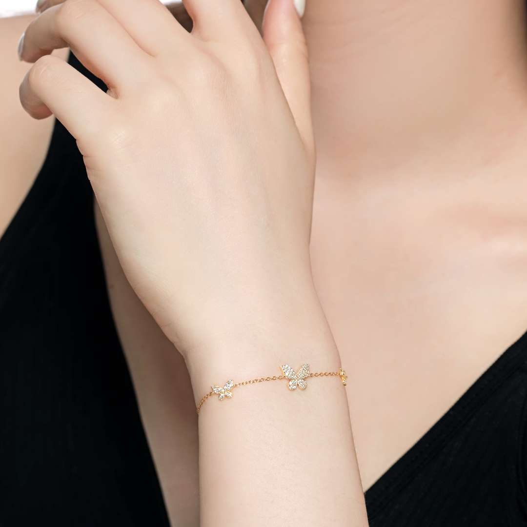 [Regalia Jewelry]Delicate Butterfly Pendant Bracelet