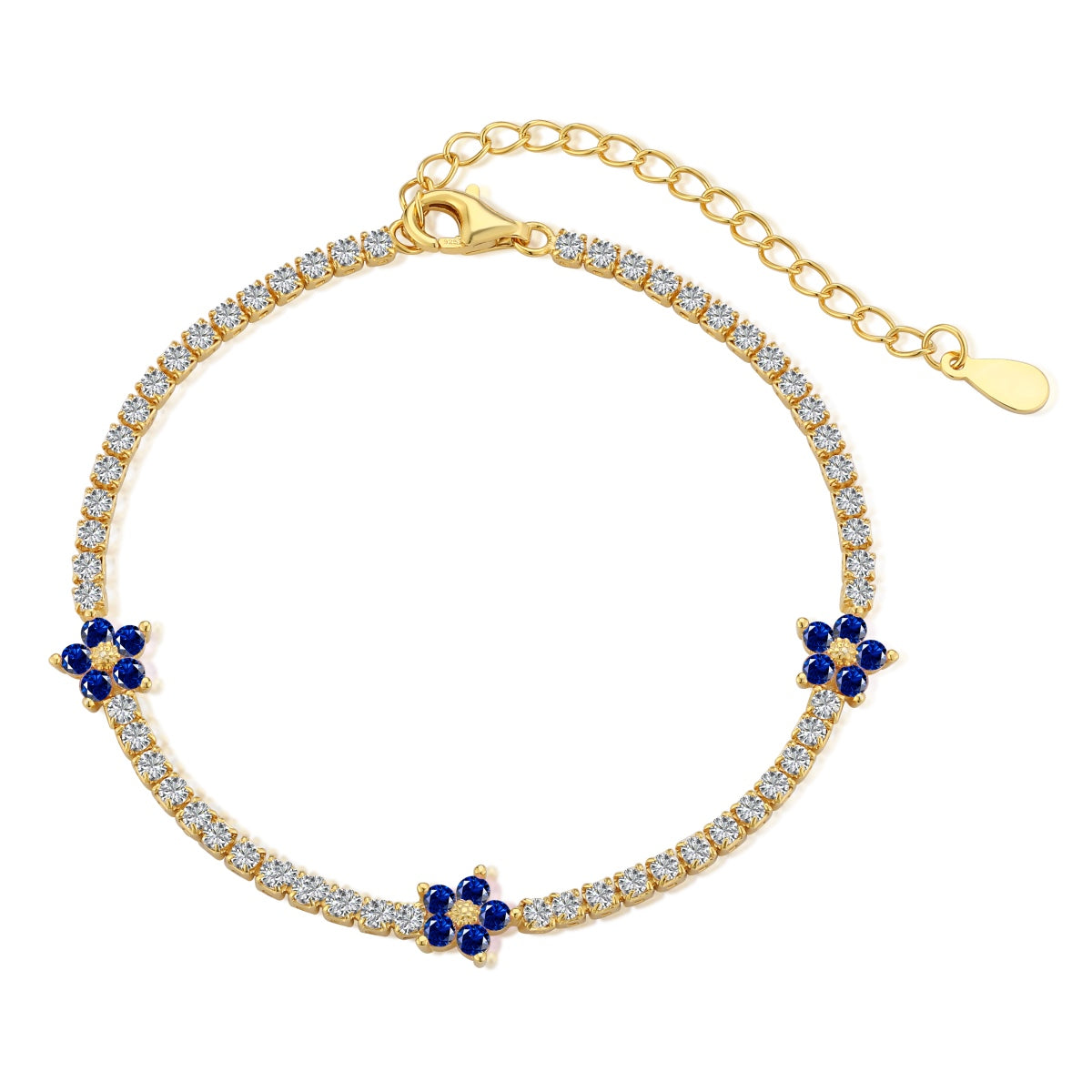 [Regalia Jewelry]Sparkling Flower Shape Tennis Bracelet