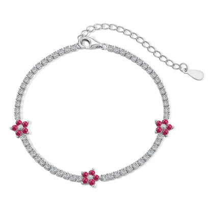 [Regalia Jewelry]Sparkling Flower Shape Tennis Bracelet