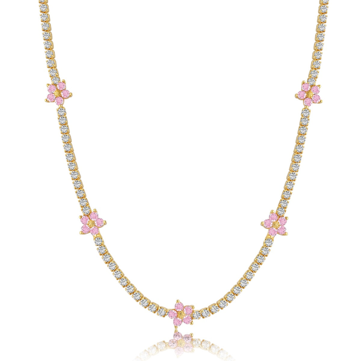 [Regalia Jewelry]Luxurious Colorful Flower Tennis Necklace