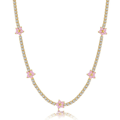 [Regalia Jewelry]Luxurious Colorful Flower Tennis Necklace