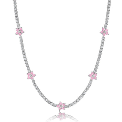 [Regalia Jewelry]Luxurious Colorful Flower Tennis Necklace