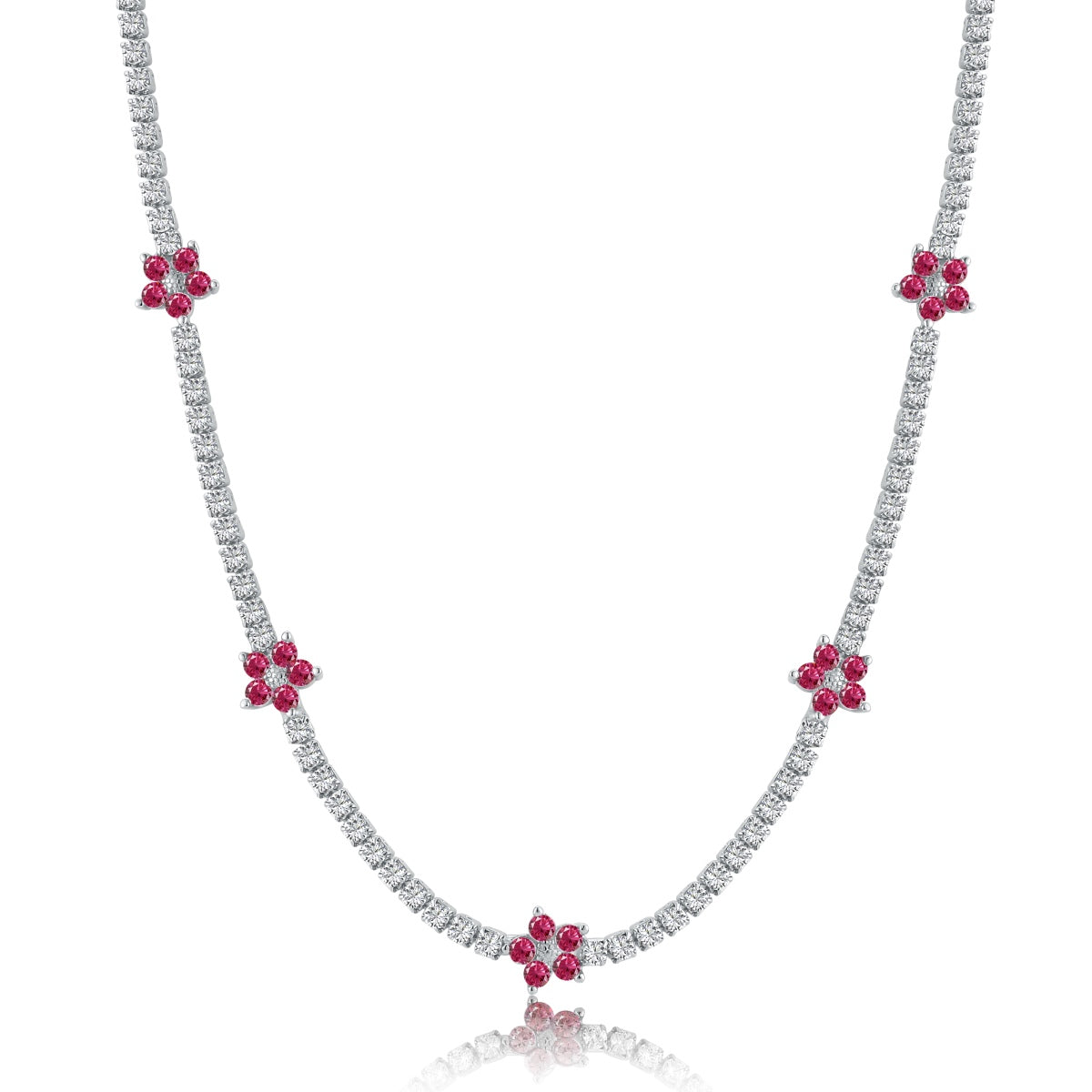 [Regalia Jewelry]Luxurious Colorful Flower Tennis Necklace
