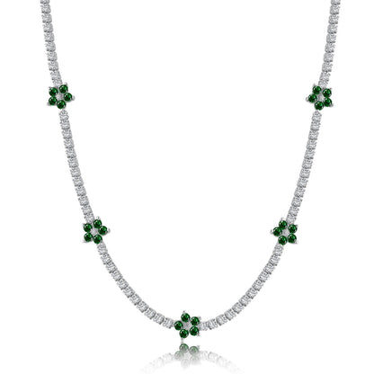 [Regalia Jewelry]Luxurious Colorful Flower Tennis Necklace