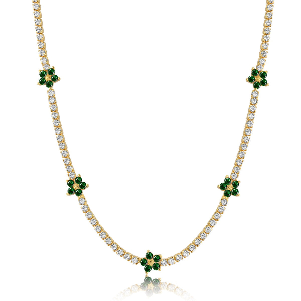 [Regalia Jewelry]Luxurious Colorful Flower Tennis Necklace