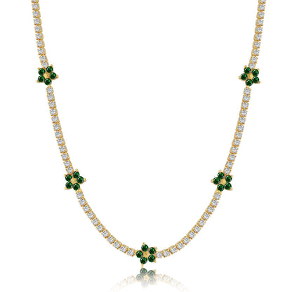 [Regalia Jewelry]Luxurious Colorful Flower Tennis Necklace