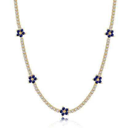 [Regalia Jewelry]Luxurious Colorful Flower Tennis Necklace