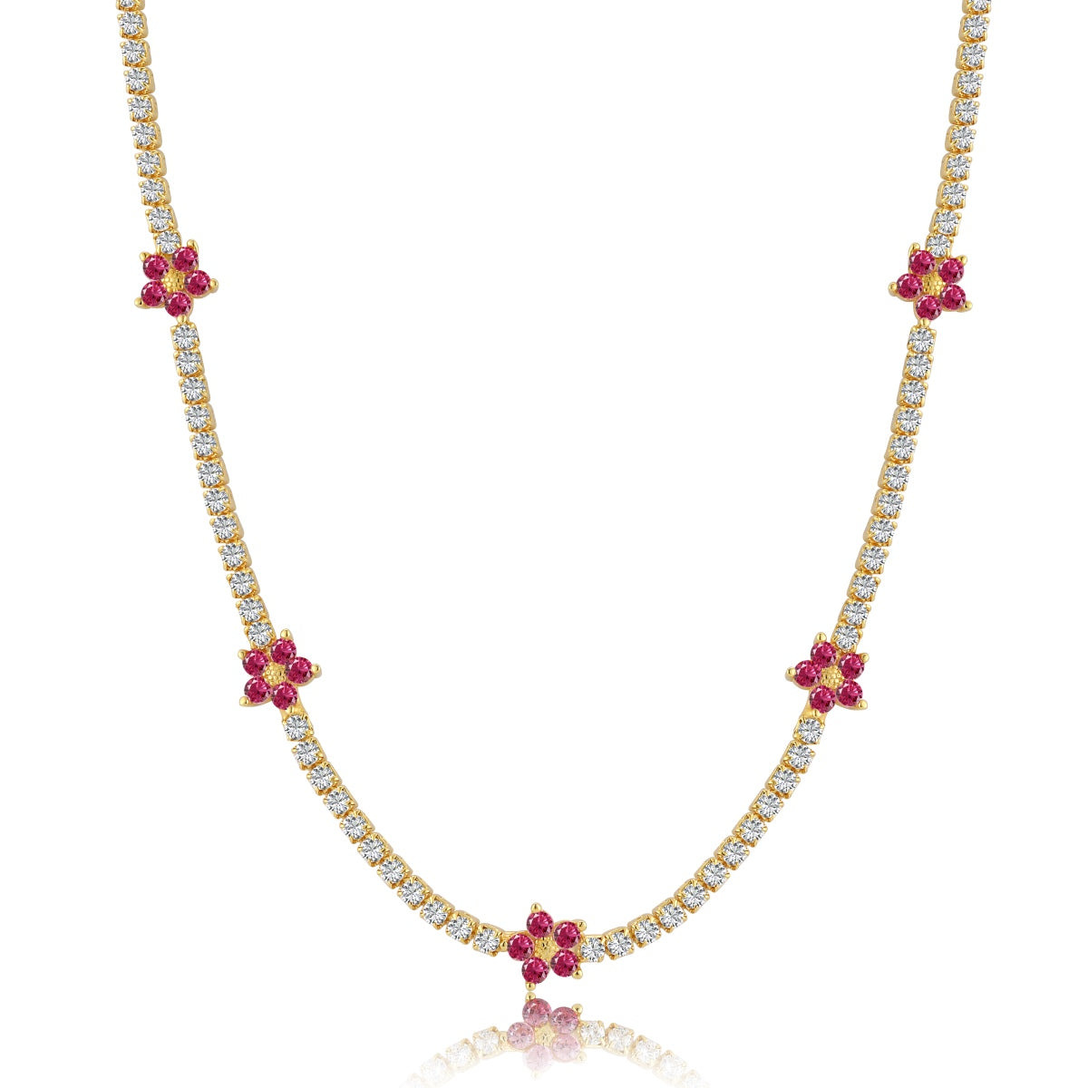 [Regalia Jewelry]Luxurious Colorful Flower Tennis Necklace