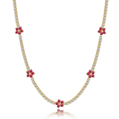 [Regalia Jewelry]Luxurious Colorful Flower Tennis Necklace