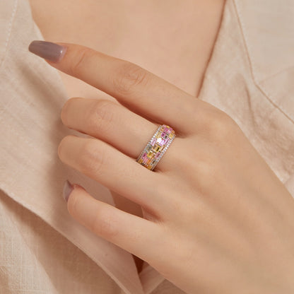 [Regalia Jewelry]Radiant Colorful Radiant Cut Daily Ring