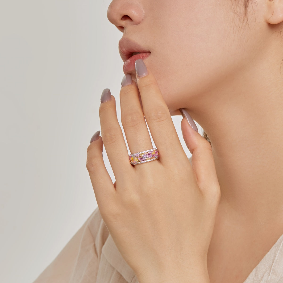 [Regalia Jewelry]Radiant Colorful Radiant Cut Daily Ring