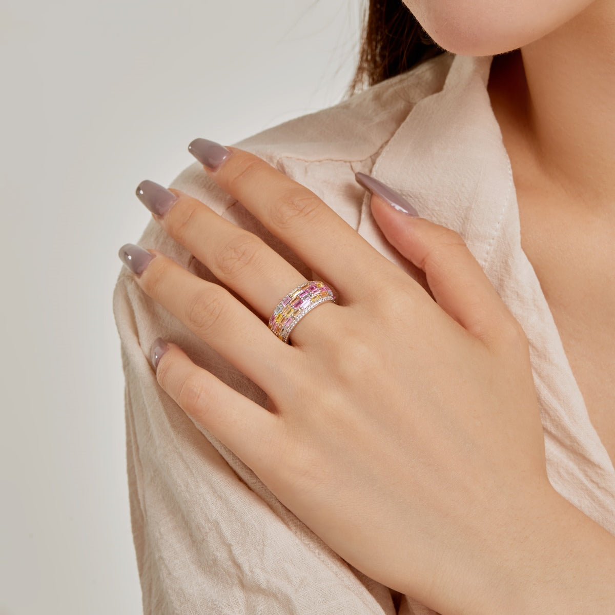 [Regalia Jewelry]Radiant Colorful Radiant Cut Daily Ring