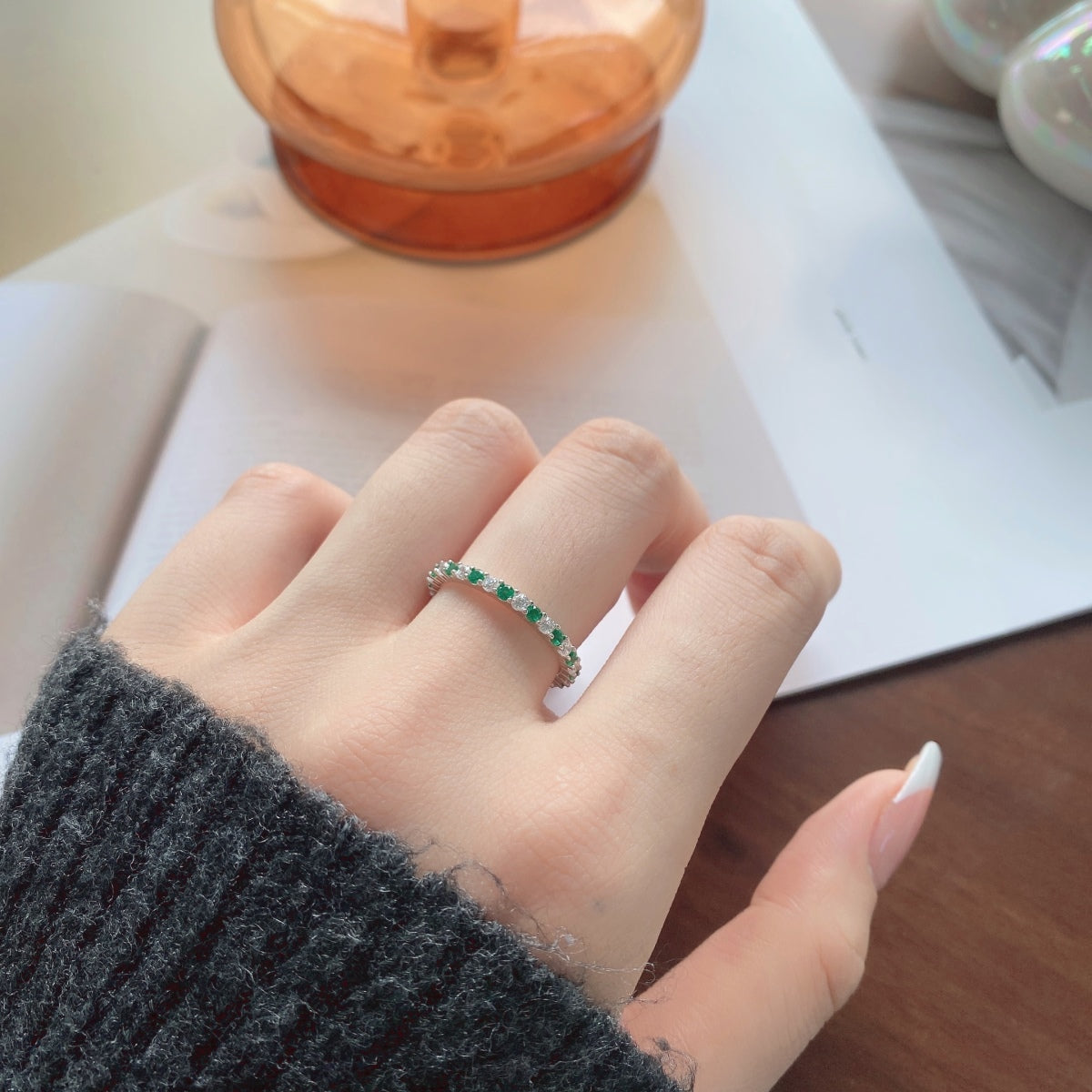[Regalia Jewelry]Exquisite Colorful Round Cut Tennis Ring