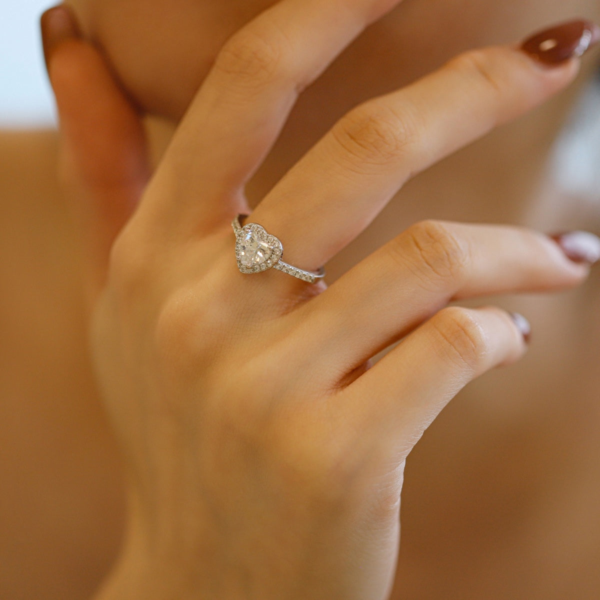[Regalia Jewelry]Eternity Splashy Romantic Heart Shape Lover Ring