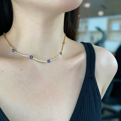 [Regalia Jewelry]Luxurious Colorful Flower Tennis Necklace