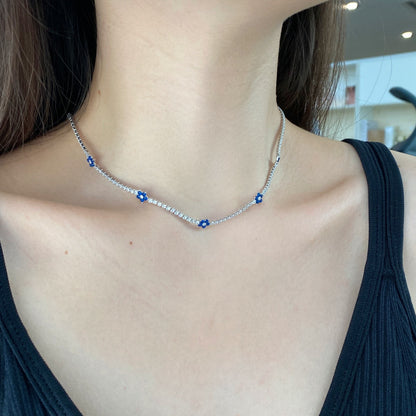 [Regalia Jewelry]Luxurious Colorful Flower Tennis Necklace