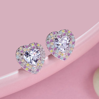 [Regalia Jewelry]Dazzling Heart Shape Lover Earrings
