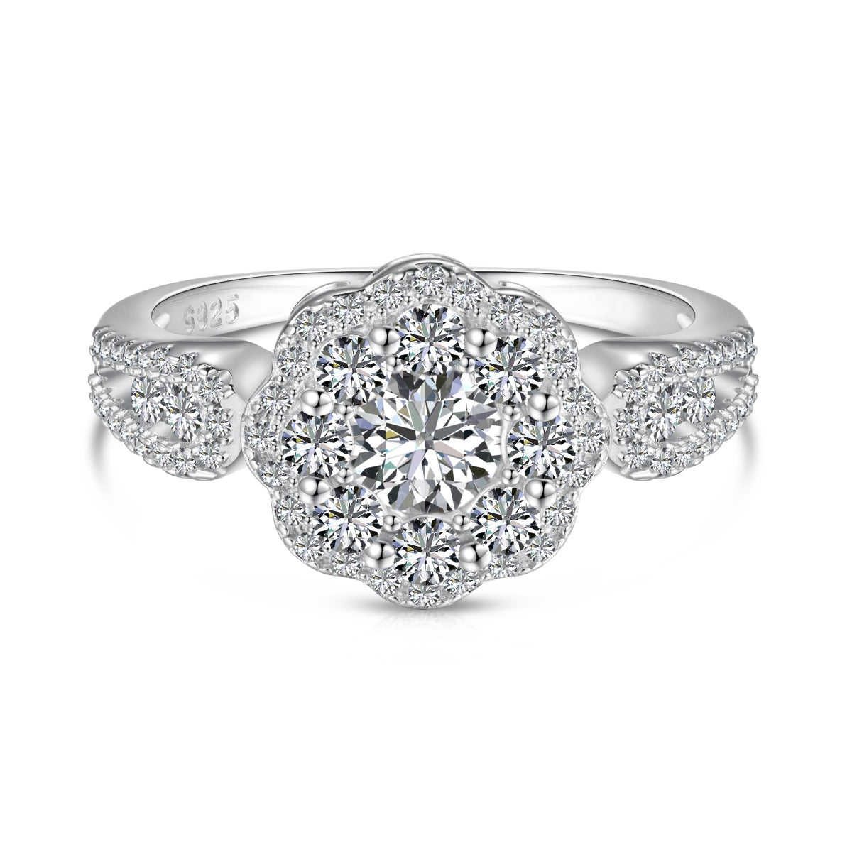 [Regalia Jewelry]Delicate Colorful Round Cut Flower Shape Wedding Ring