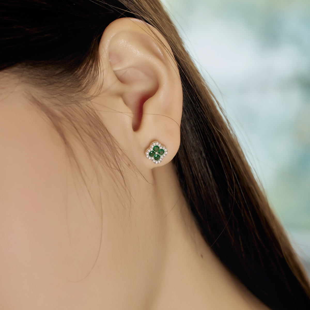 [Regalia Jewelry]Four-Leaf Clover Flower Shaped Earrings