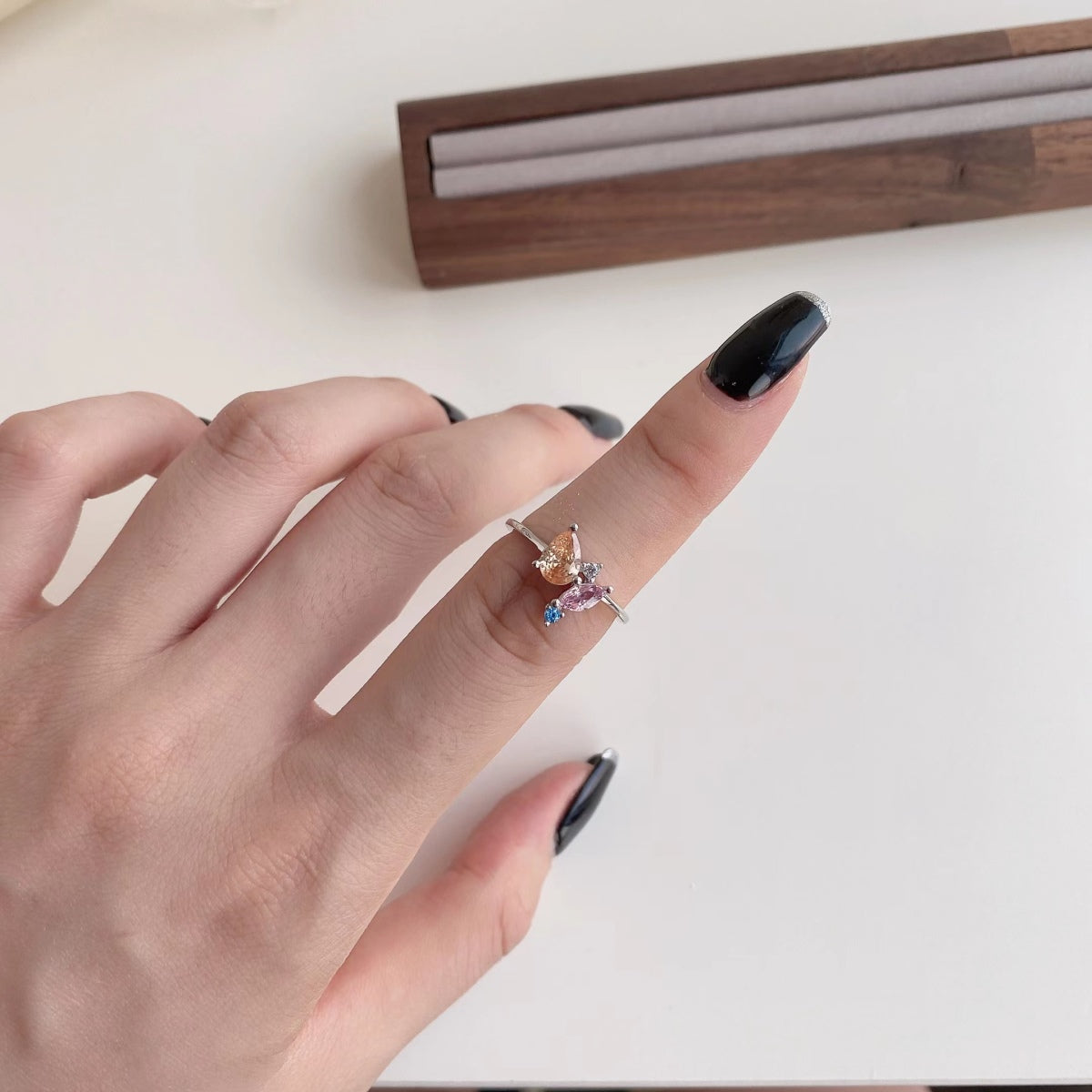 [Regalia Jewelry]Radiant Colorful Multi Cut Daily Ring