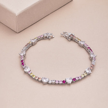[Regalia Jewelry]Romantic Heart Shape Round Cut Lover Bracelet