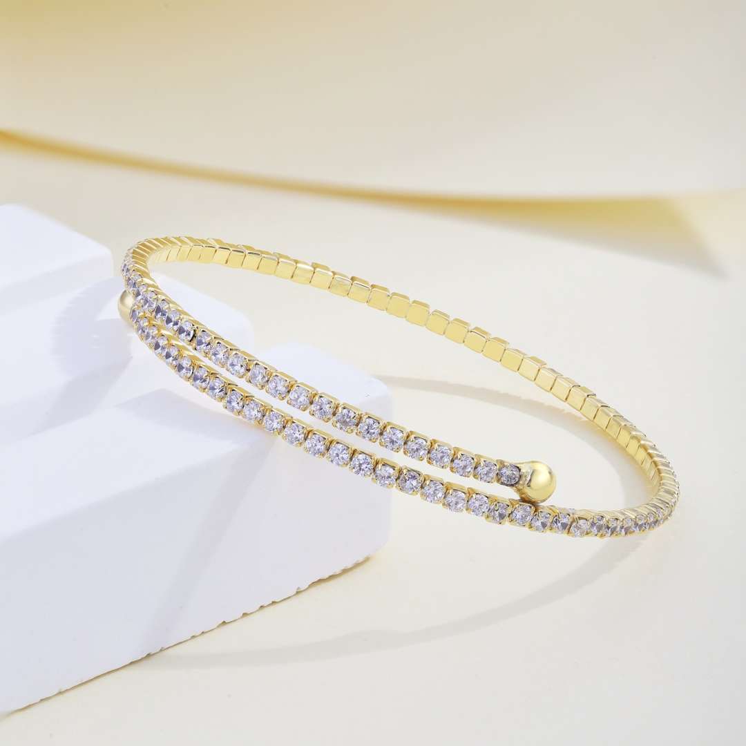 [Regalia Jewelry]Row of Diamonds Round Fashion Bracelet