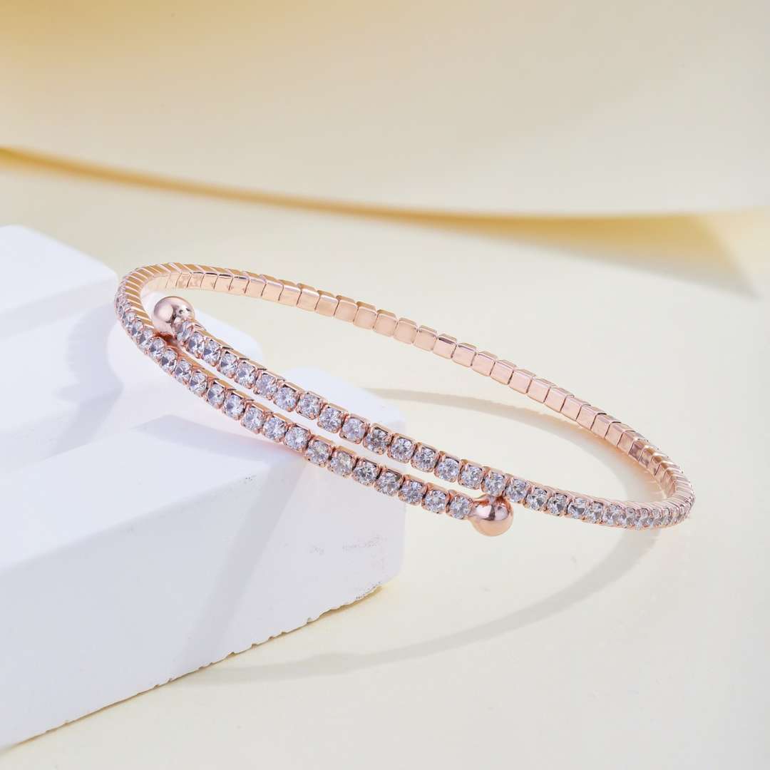 [Regalia Jewelry]Row of Diamonds Round Fashion Bracelet