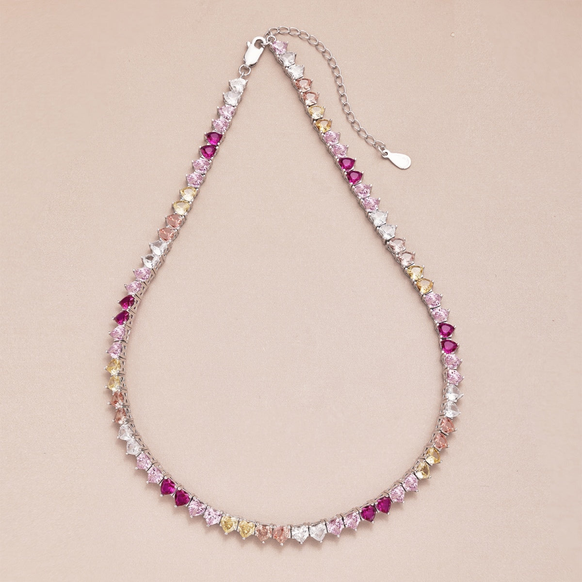 [Regalia Jewelry]Sparkling Colorful Full Heart Tennis Necklace