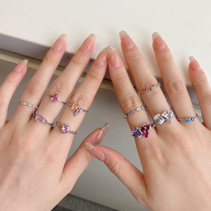 [Regalia Jewelry]Radiant Colorful Round Cut Daily Ring