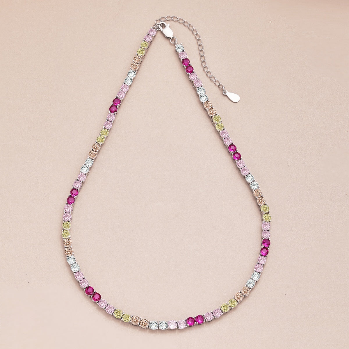 [Regalia Jewelry]Delicate Colorful Tennis Necklace