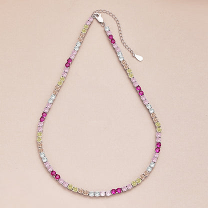 [Regalia Jewelry]Delicate Colorful Tennis Necklace