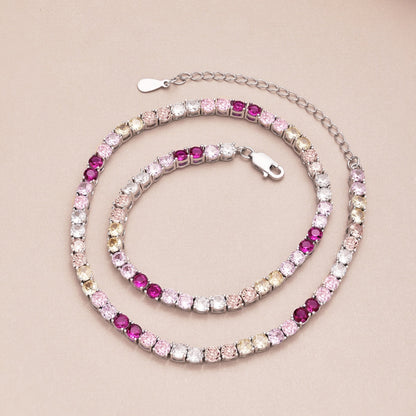 [Regalia Jewelry]Delicate Colorful Tennis Necklace