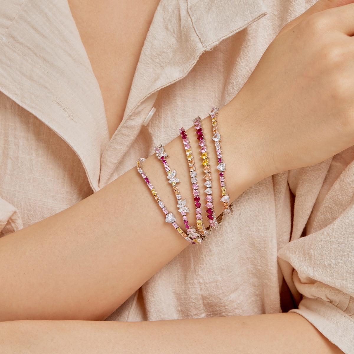 [Regalia Jewelry]Luxurious Colorful Romantic Heart Shape Lover Bracelet