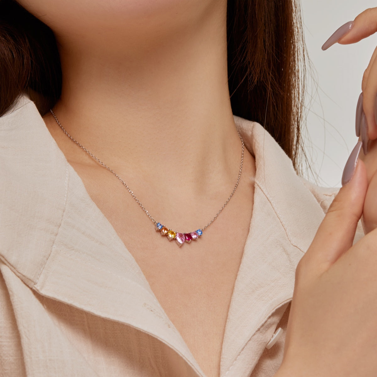 [Regalia Jewelry]Dainty Colorful Heart Necklace