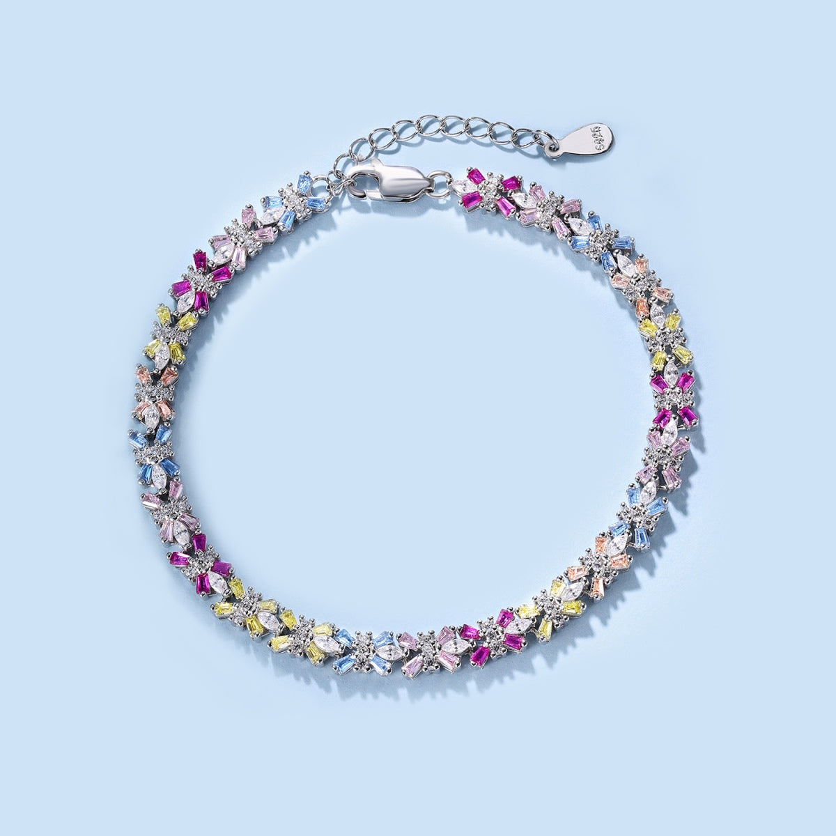 [Regalia Jewelry]Radiant Colorful Emerald Cut Party Bracelet