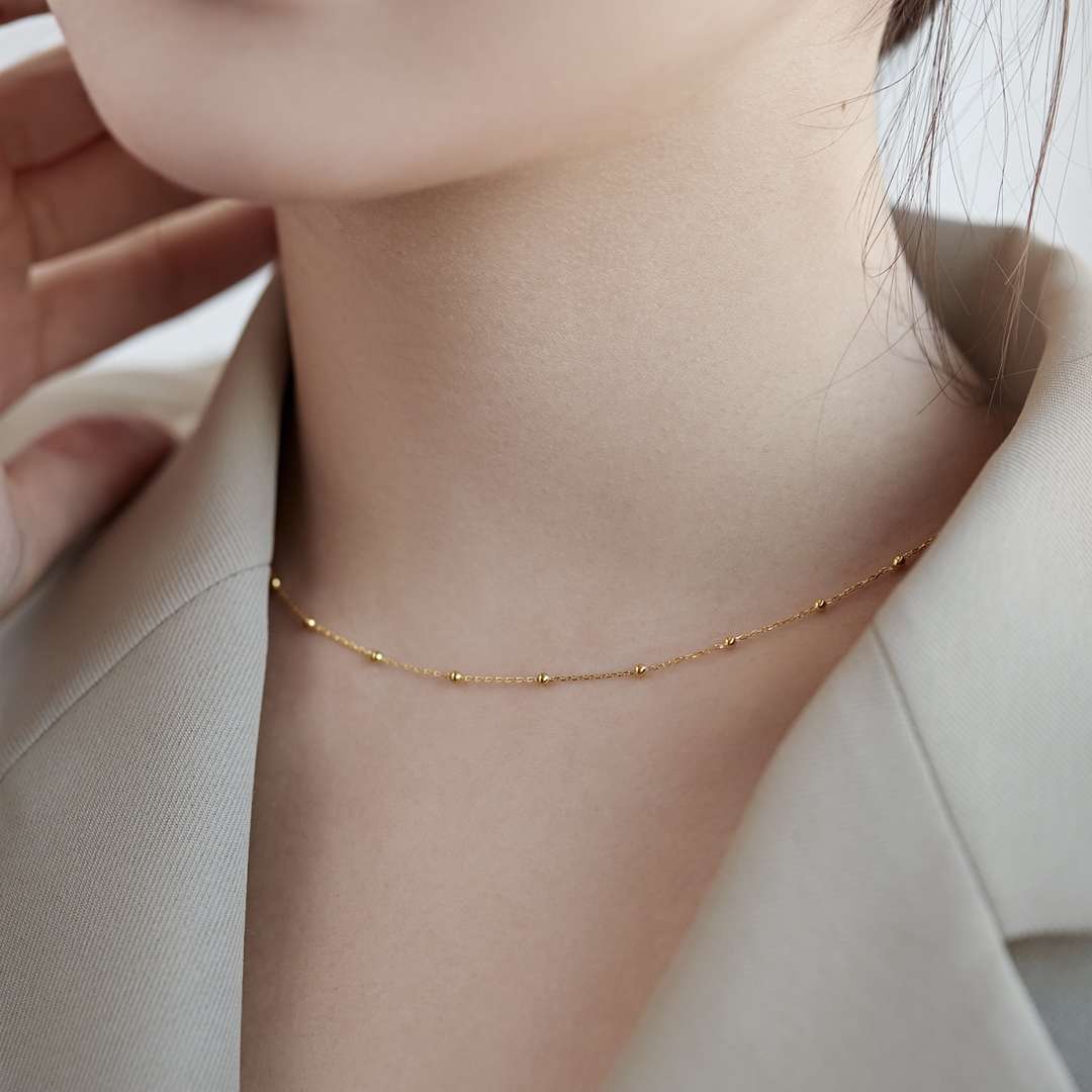 [Regalia Jewelry]Small Bead Clavicle Chain Simple Necklace