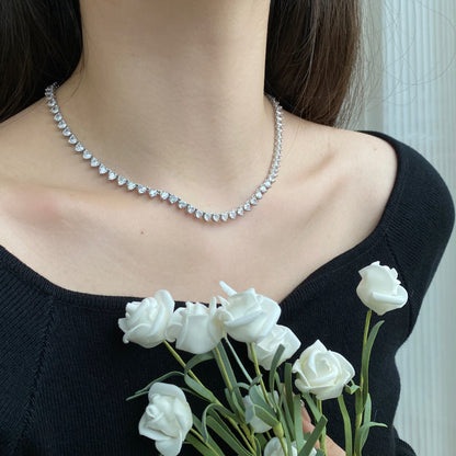 [Regalia Jewelry]Ornate Heart Cut Tennis Necklace