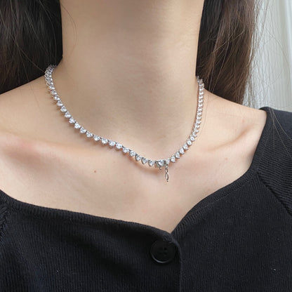 [Regalia Jewelry]Ornate Heart Cut Tennis Necklace
