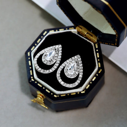 [Regalia Jewelry]Sparkling Delicate Water Drop Shape Daily Earrings