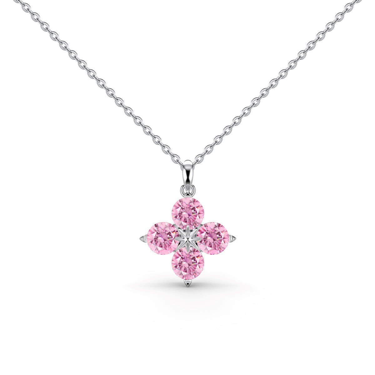 [Regalia Jewelry]Four-Leaf Clover And Eight-Pointed Star Necklace