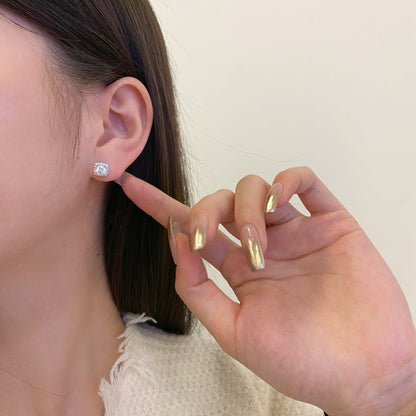 [Regalia Jewelry]Classic Round Center Stone Stud Earrings