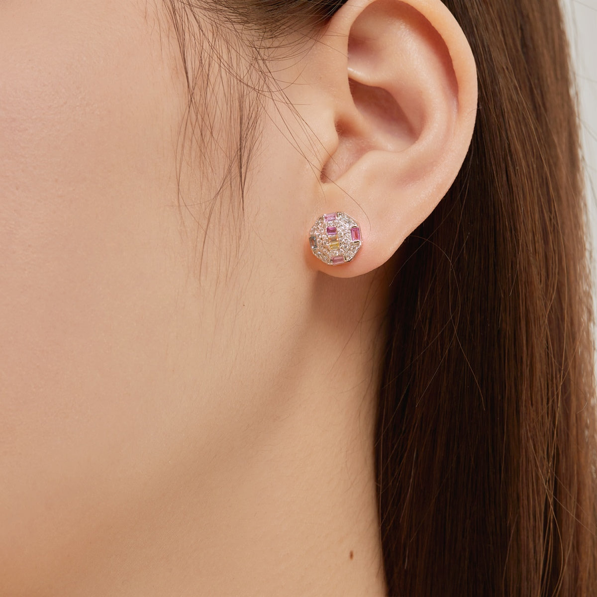 [Regalia Jewelry]Ornate Colorful Octagon Shape Daily Earrings