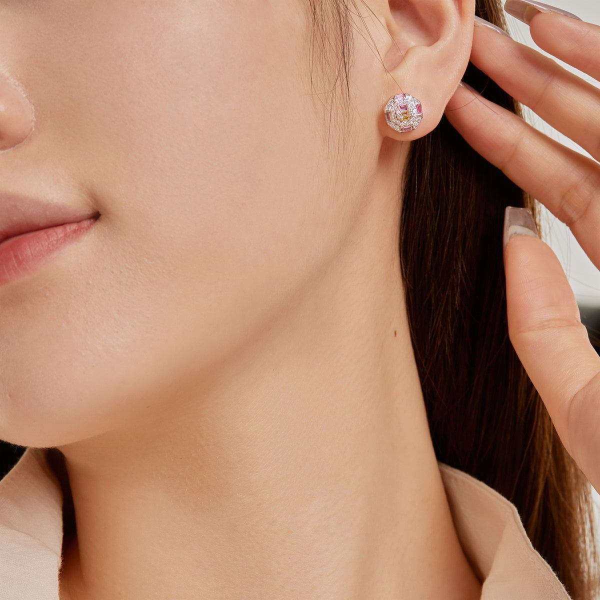 [Regalia Jewelry]Ornate Colorful Octagon Shape Daily Earrings