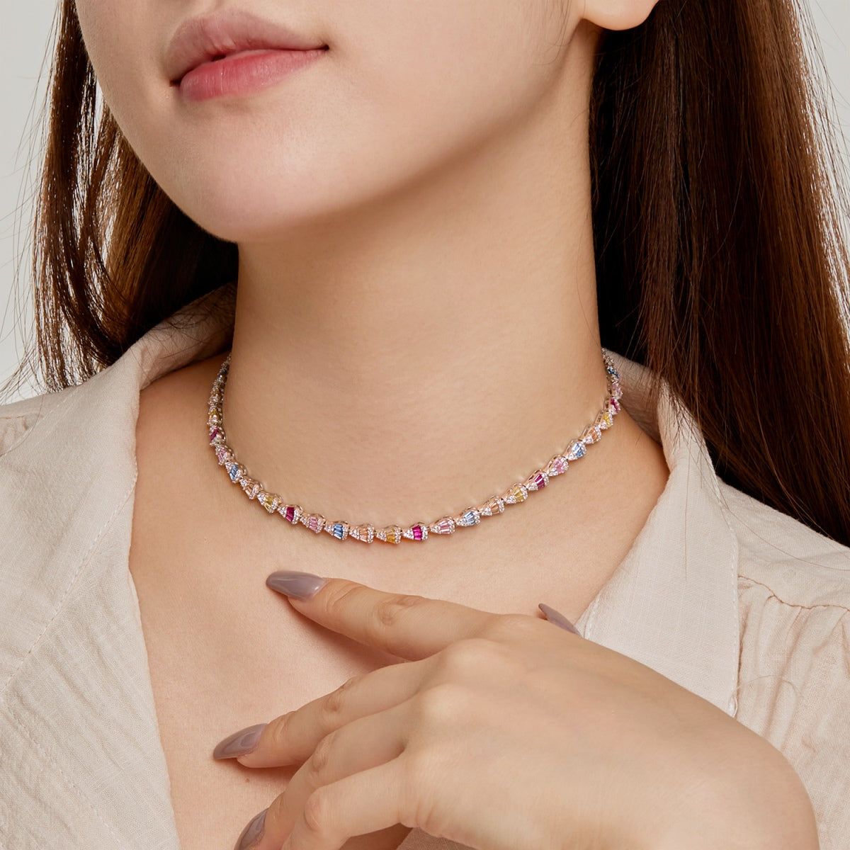[Regalia Jewelry]Radiant Colorful Rainbow Necklace