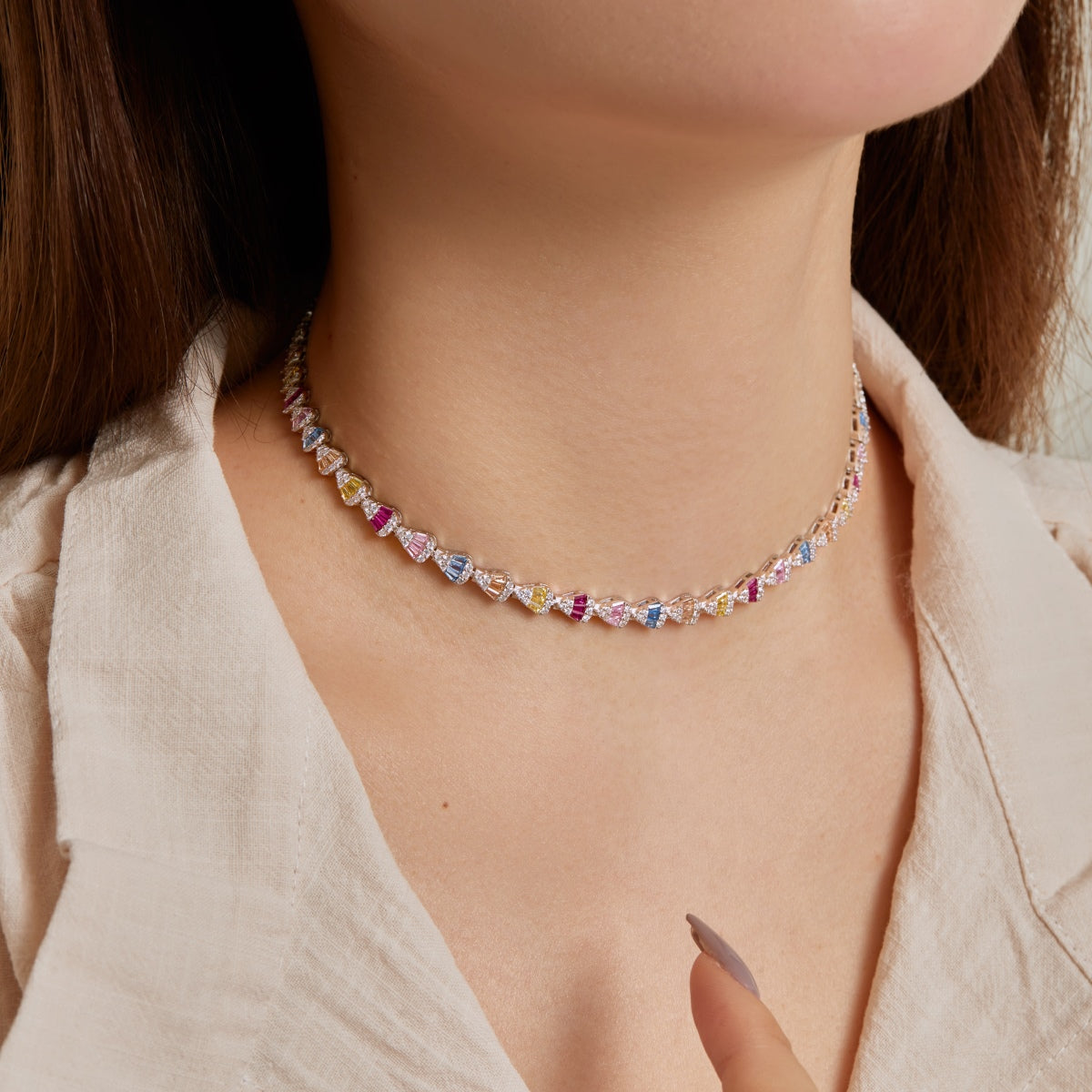 [Regalia Jewelry]Radiant Colorful Rainbow Necklace