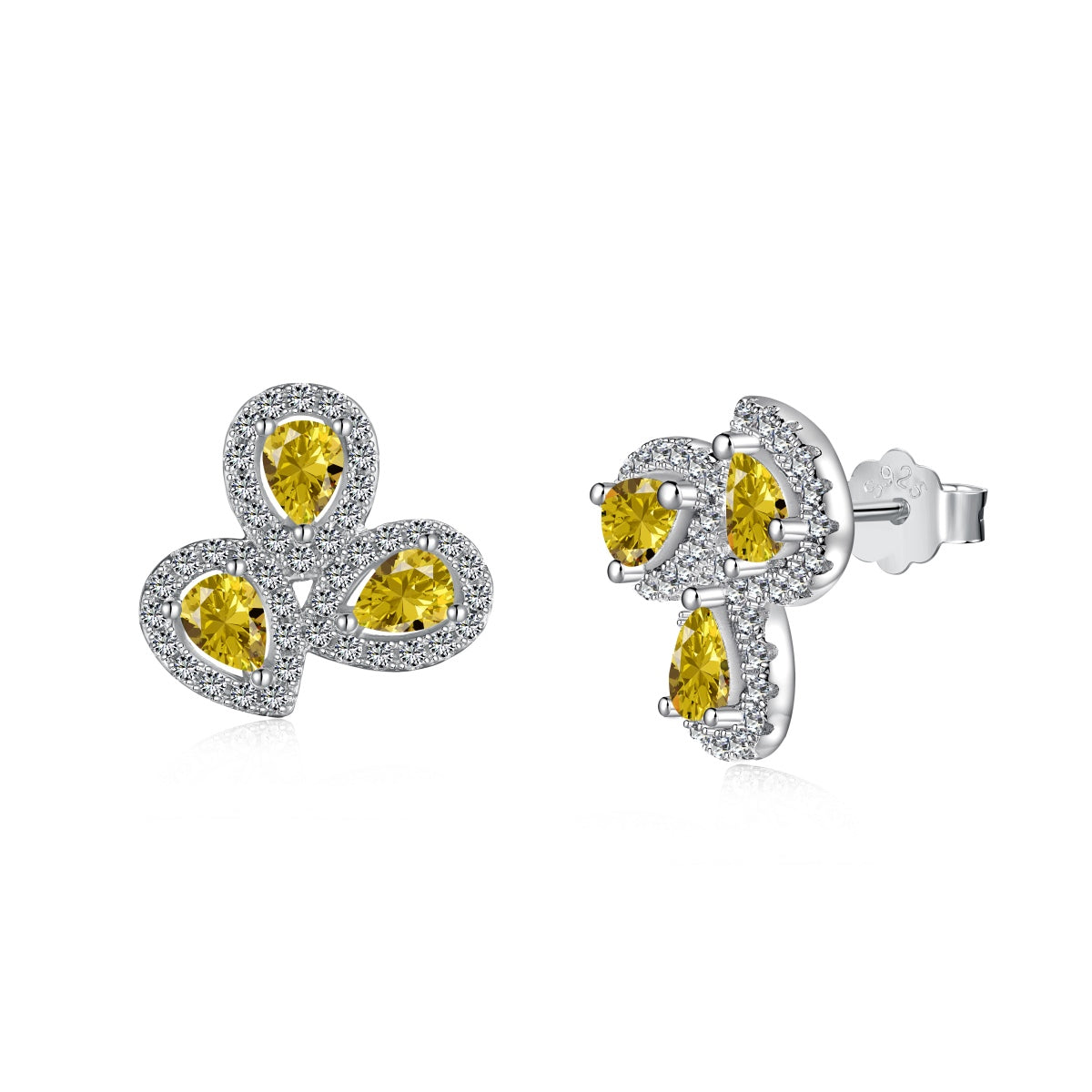 [Regalia Jewelry]Ornate Flower Shape Pear Cut Lover Earrings