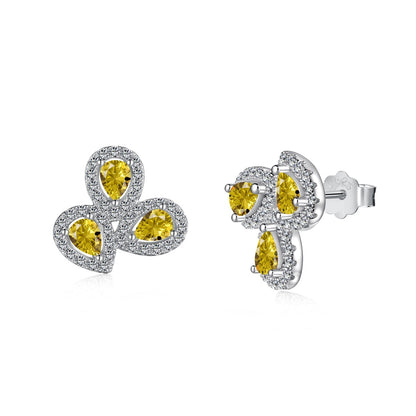 [Regalia Jewelry]Ornate Flower Shape Pear Cut Lover Earrings